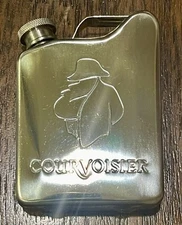 Courvoisier Cognac Napoleon Stainless Steel Embossed 4 oz Flask with Screw Top