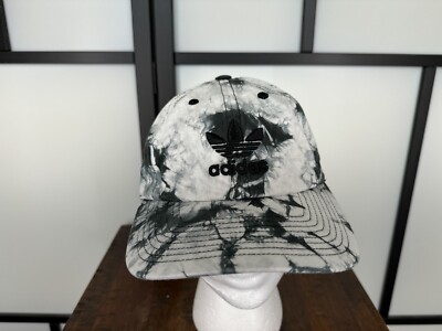 Adidas Hat Cap Strap Back Womens One Size White Black Tie Dye 100% Cotton Twill
