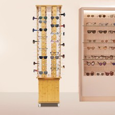 Display Frame Rack Organizer Storage Stand for Glasses+Sunglasses w/ 4 Wheels