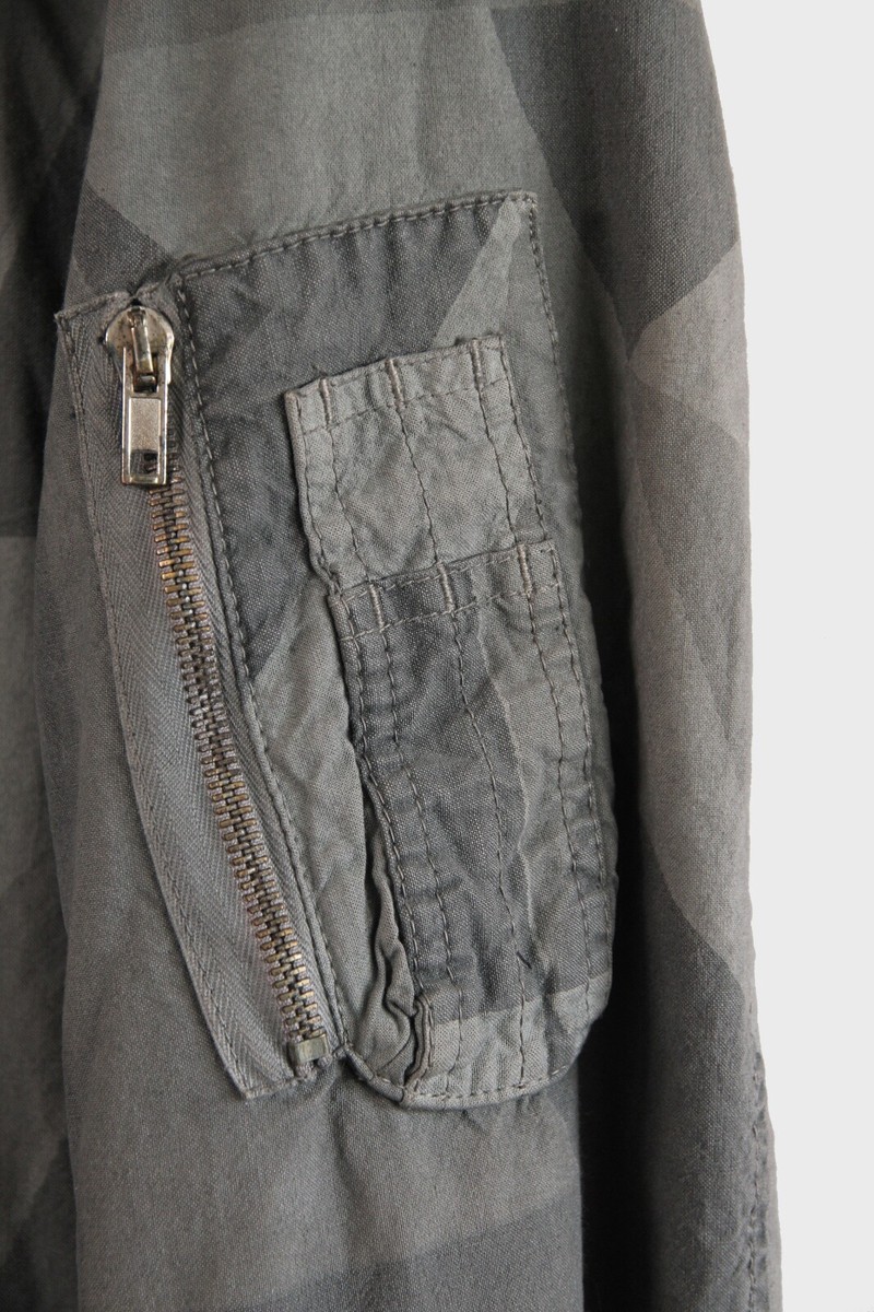 Rick Owens DRKSHDW Palm Army Green Grey Geometric Camo MA-1 Bomber