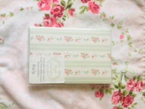 BRAND NEW TREASURES BY SHABBY CHIC GREEN STRIPES/ROSES NOTE CARDS AND ENVELOPES 