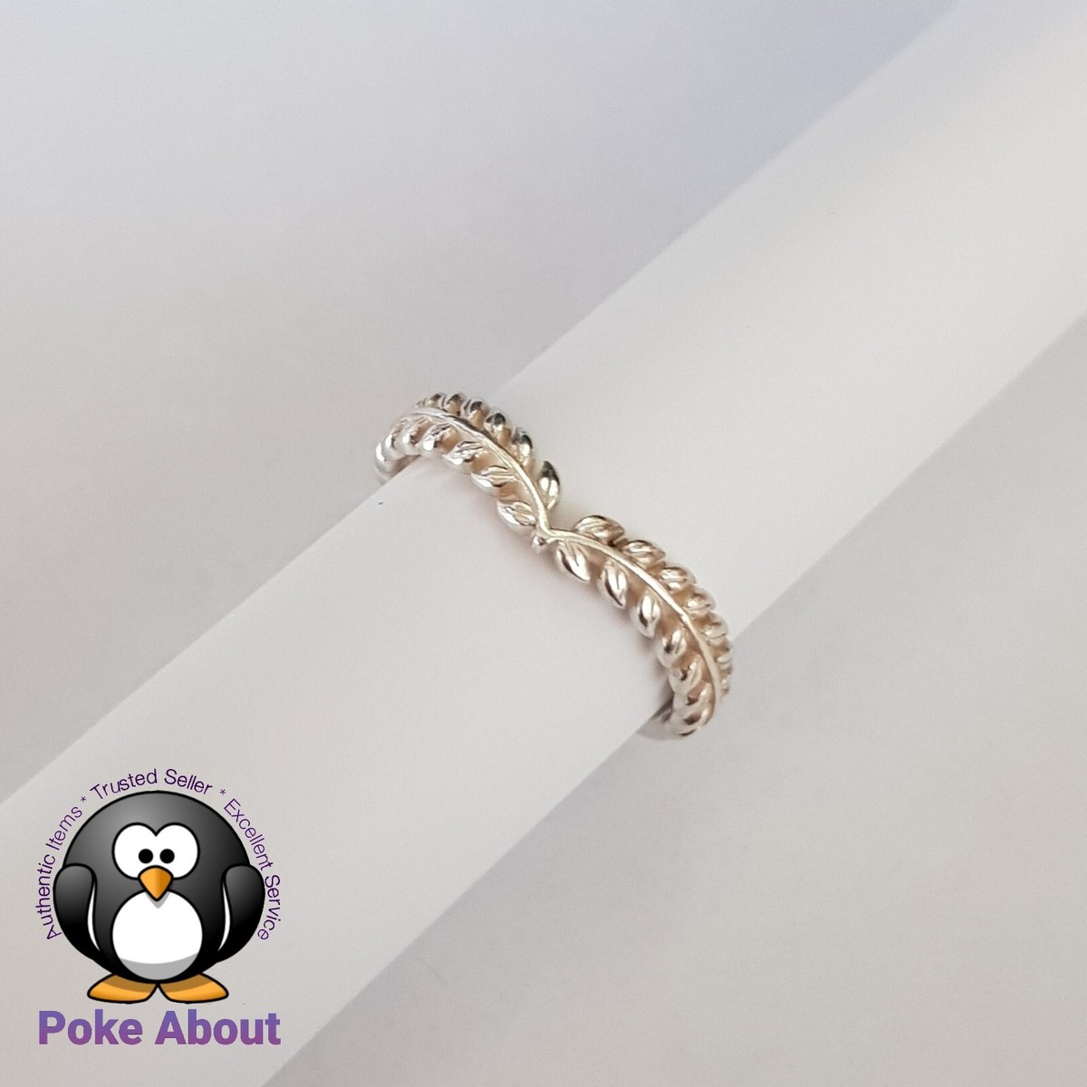 Pandora Wheat Grains Wishbone Stackable Ring #197681 Size 56 Leaf Silver  Leaves