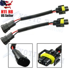2x H11 H8 H9 Extension Wiring Harness Sockets Wire For Headlights or Fog Lights