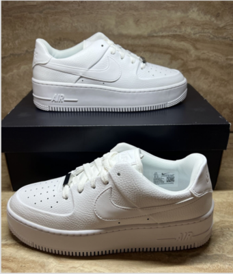 Nike Air Force 1 Sage Low Triple White Athletic Shoe Womens Size