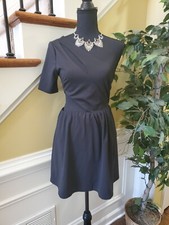 NWT Women Nasty Gal Black One Shoulder Cut Out Skater Mini Dress Size Small 