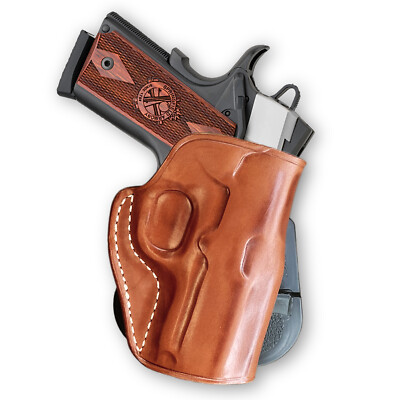 Leather OWB Paddle Holster Fits, Springfield EMP 1911 9mm 3'' Barrel R/H #1154#