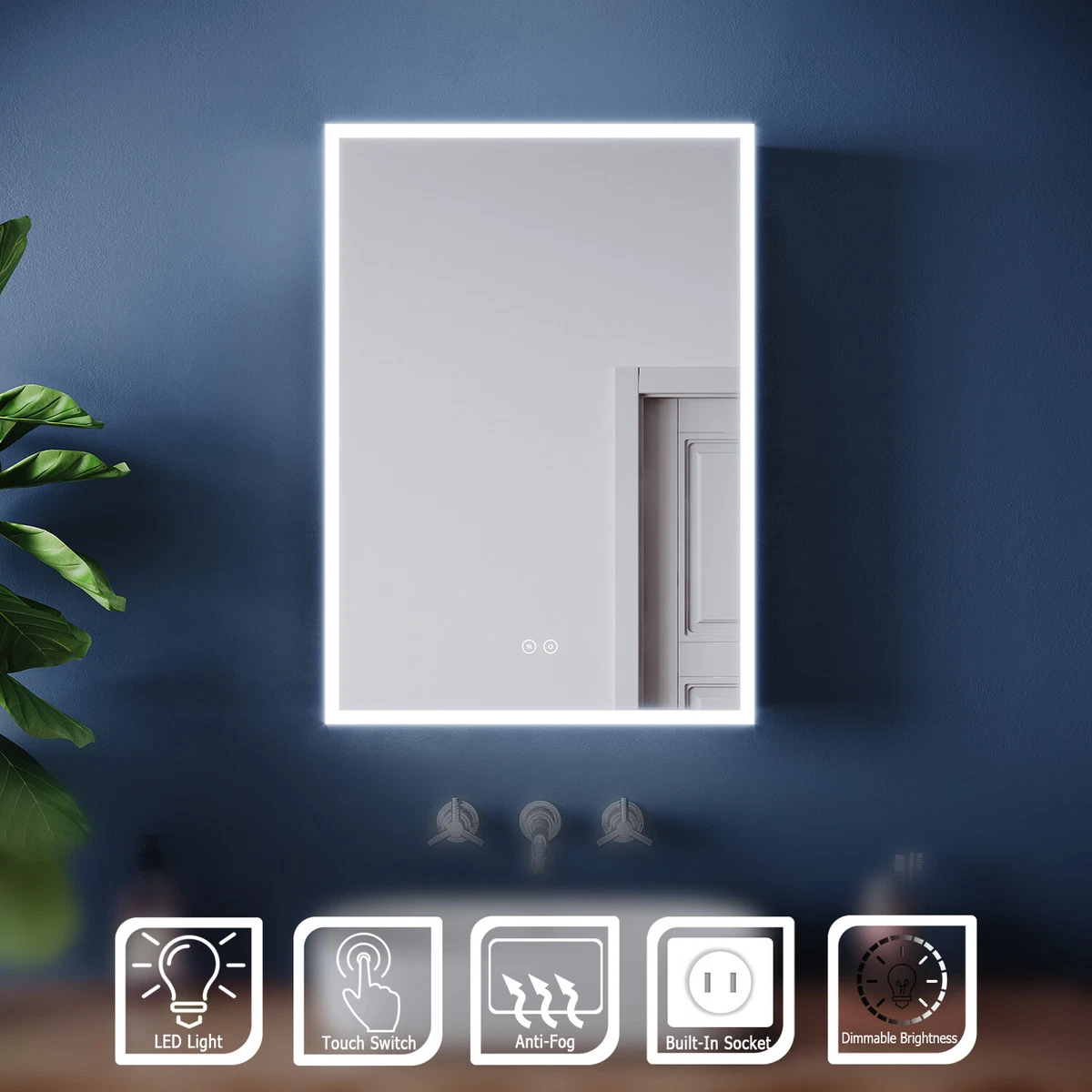 LED Bathroom Mirror Cabinet Shaver Socket Demister Illuminated Lights 500x700mm