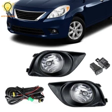 For 2012-2014 Nissan Versa Pair of Fog Lights Lamps w/Cover Wiring+Switch Kits