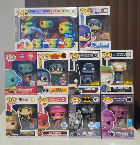 Funko Pop Lot of 10 DC Heroes Batman Joker Two-Face Batwoman Pride 3 Pack