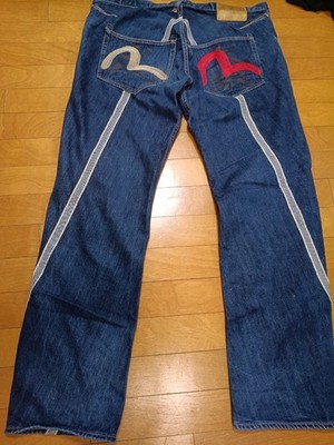 EVISU Evisu Denim Jeans Red Seagull Embroidery Spiral Osaka Ebisu