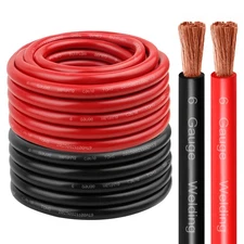Battery Cable 6AWG Copper Wire 15ft Red 15ft Black Auto Solar Marine Generator
