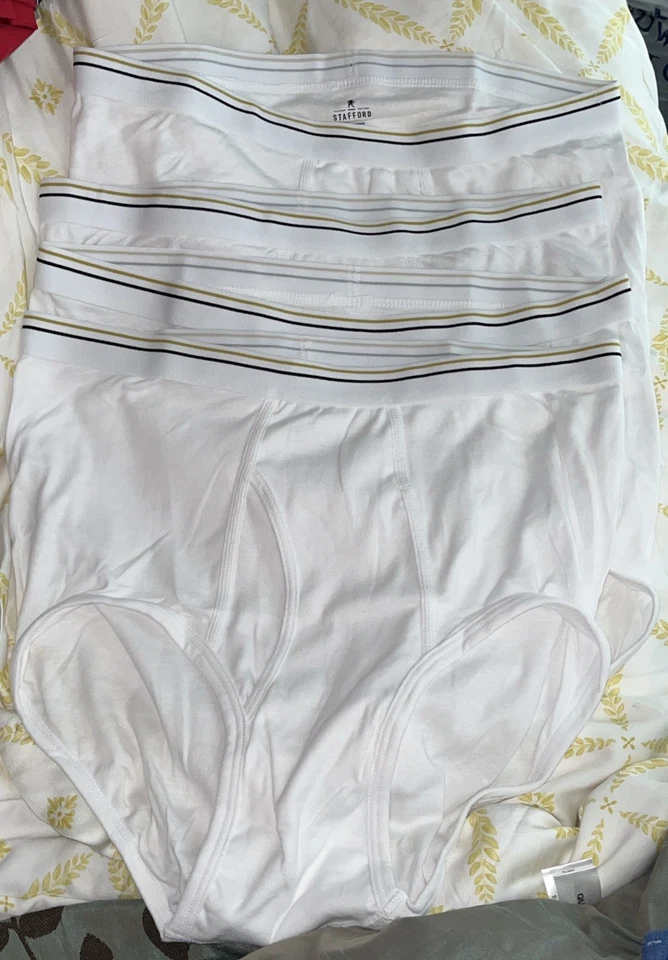 Lot Of 4 Men’s Stafford  Brief Underwear Size  42 White - Image 4 of 4
