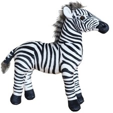 Realistic Standing Zebra Plush Toy 33x30cm Black  White Stripes Desk Decor