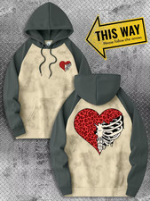 Color-Blocked Valentine'S Day Heart 3D All Over Print Hoodie - Adults  Youth