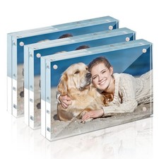 3 Pack 4 x 6 Acrylic Frame,Acrylic Picture Frames Horizontal Magnet Double Si...