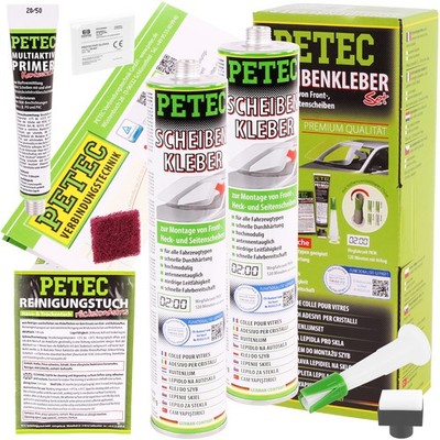PETEC SCHEIBENKLEBER-SET 2x 310ml KARTUSCHE DICHTMASSE KLEBER FRONT HECK SCHEIBE