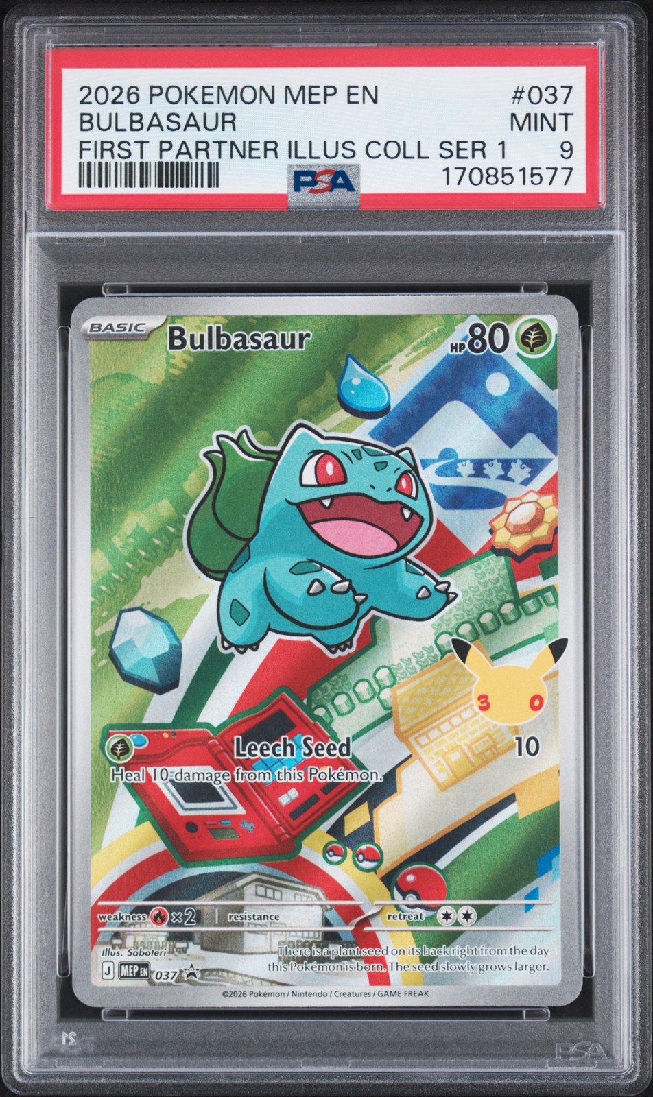 2026 POKEMON FIRST PARTNER ILLUSTRATION COLLECTION PROMO #037 BULBASAUR PSA 9