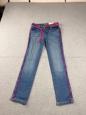 Tommy Hilfiger Girls Skinny Jeans Size 12 Blue Denim Pink Belt NWT Pants