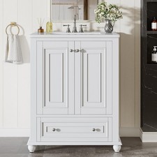 24 inch Bathroom Vanity with Ceramic Sink Combo Cabinet with 2 Doors  1 Drawer