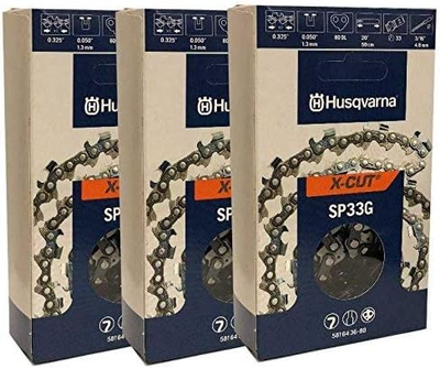 #ad Husqvarna 3 Pack 20quot; X CUT SP33G .325quot; pitch Chainsaw Chains 581643680 3PK $59.45