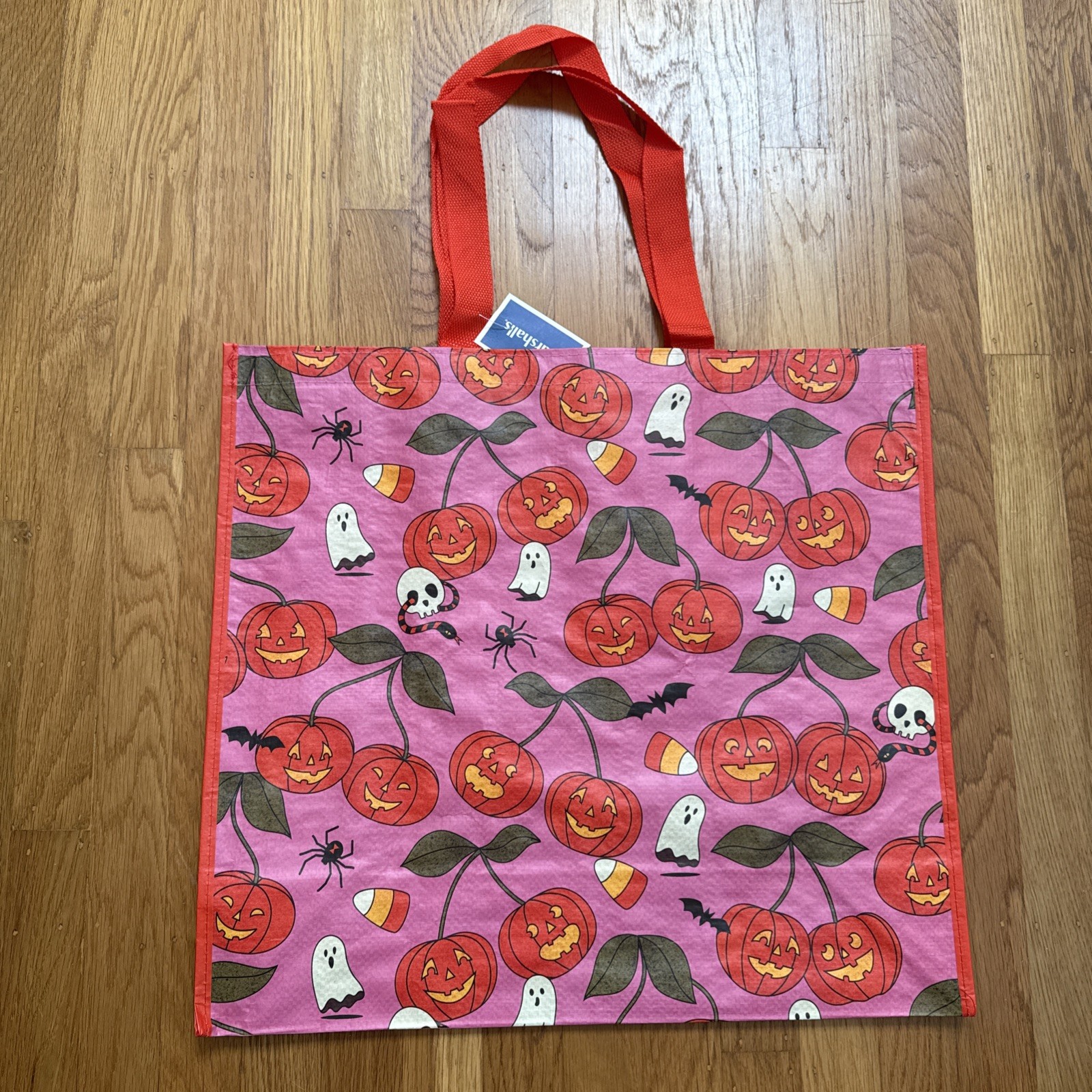 New Marshalls Shopping Tote Reusable Bag  Halloween Pink Skull Spider Ghosts