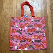 New Marshalls Shopping Tote Reusable Bag  Halloween Pink Skull Spider Ghosts