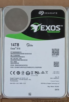Seagate 14TB Exos  X16  256MB SATA  Hard Drive  ST14000NM001G  100% lifespan
