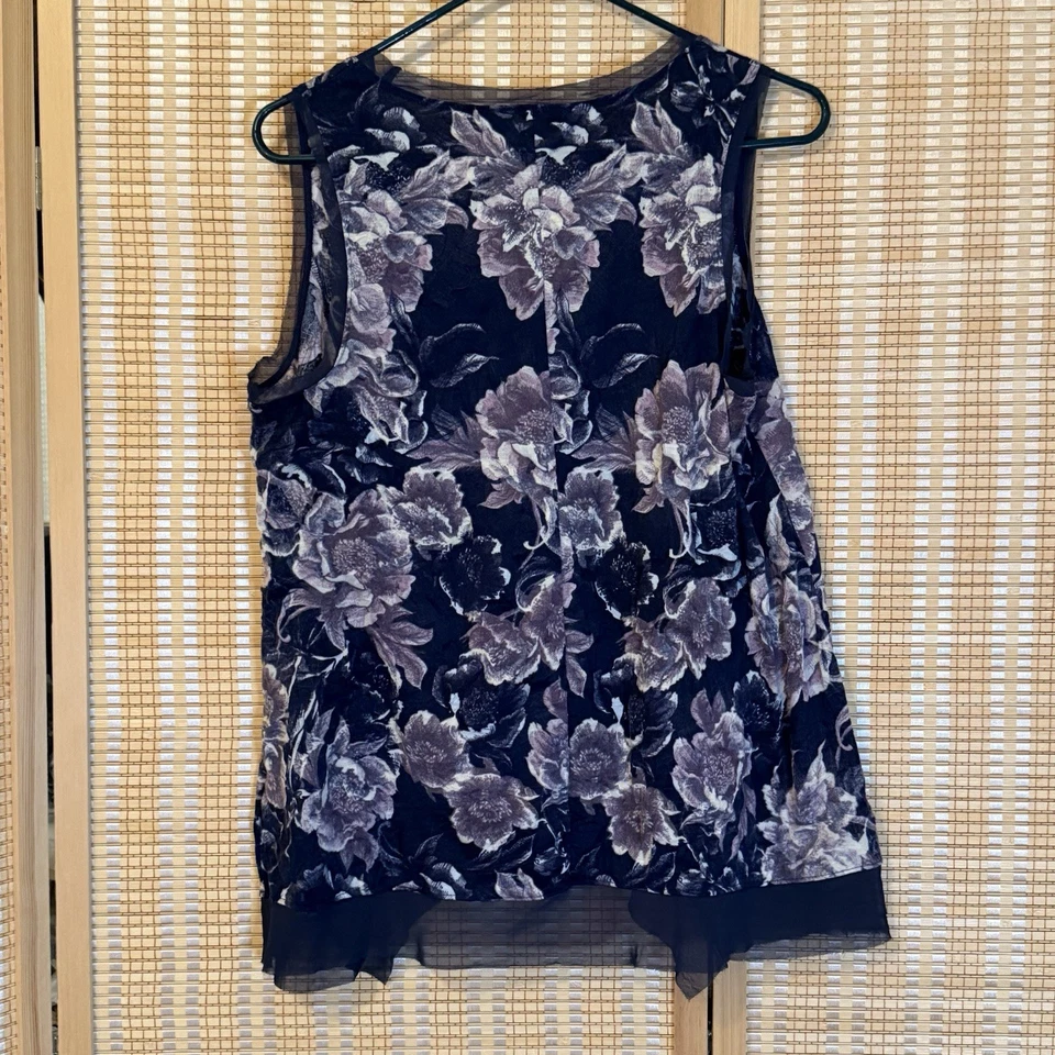 SIMPLY VERA WANG Mujer L Cuello Redondo Multicolor Gasa Hanky Dobladillo Capricho Foto 2 de 4