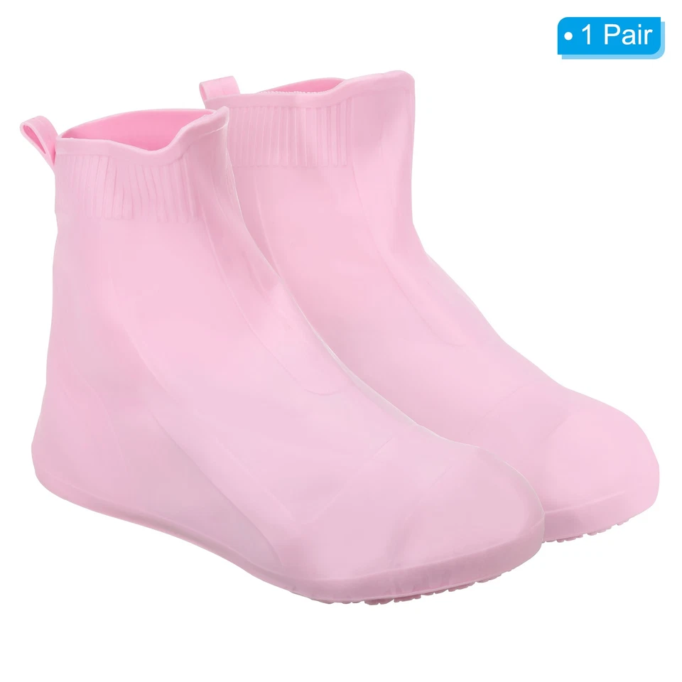 1 Pair S Waterproof Shoe Cover Silicone Non-Slip Rain Overshoes Pink - Image 4 of 4