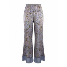 Free People Intimately Floral Wide Leg Pajama Pants Lavender Fringe Trim Small