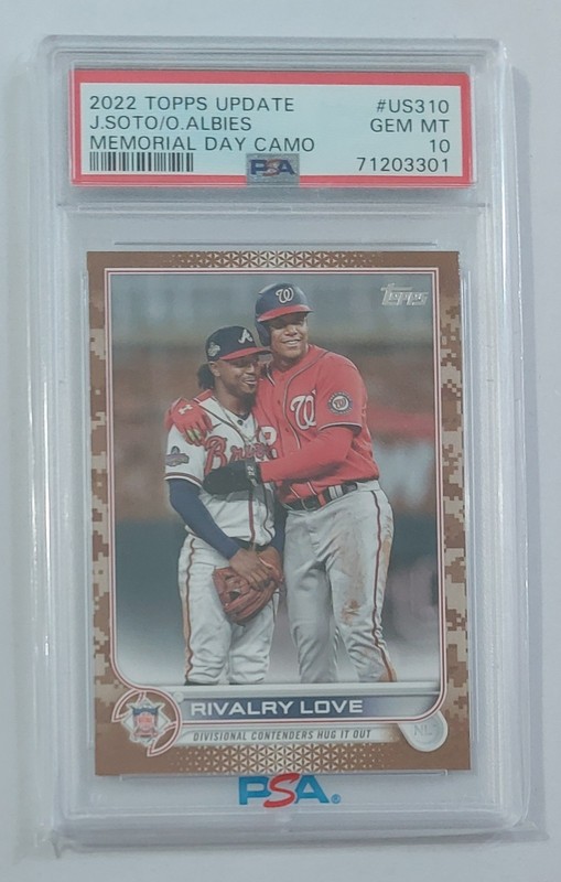 2022 Topps Update Soto/Albies Rivalry Love Memorial Day Camo /25 PSA 10 (POP 1)