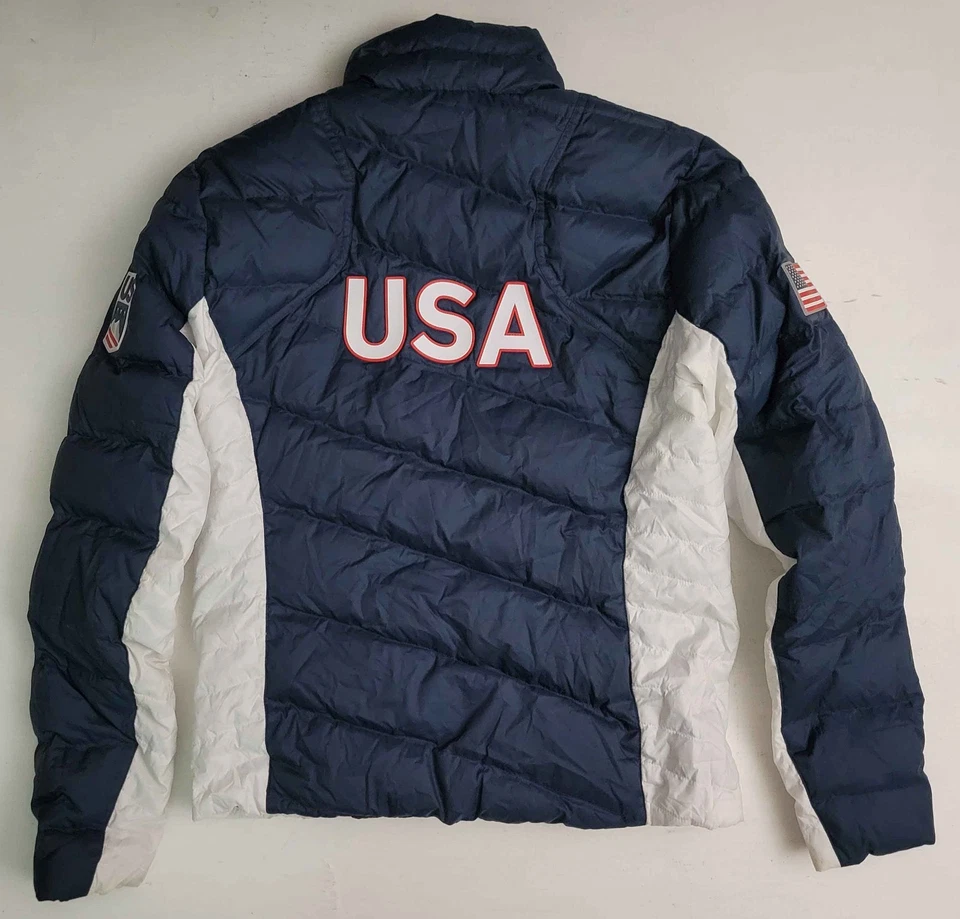 Spyder Team USA Down Filled Outdoor Ski Red White Blue Puffer Jacket Coat Mens S - Image 2 of 4