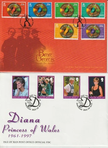 ISLE OF MAN - BEE GEES / PRINCESS DI - 1998/1999 FIRST DAY COVERS