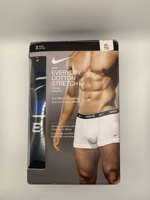 Nike Everyday Cotton Stretch x3er Pack Trunk Shorty XL Schwarz Navy Blau 