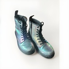 Doc Dr Martens Light Metallic Rainbow Kids US Size 2 EU 33 Lace Up 1460 J Boots