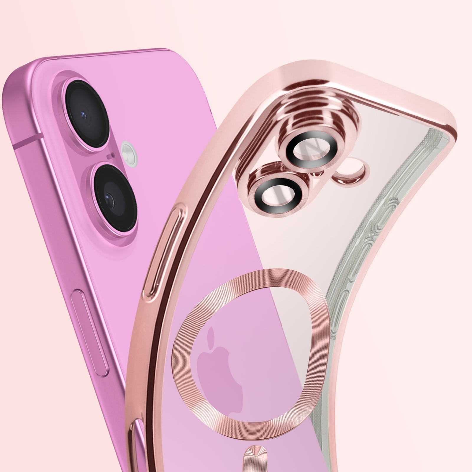 Coque silicone pour iPhone 16 Plus transparente抗摔 et contour métallisé