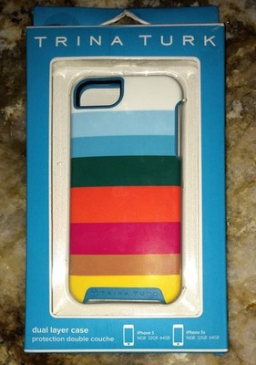 NIB TRINA TURK Hard Case Bold Stripe Cellphone Cover iPhone 5 5S Blue White Pink