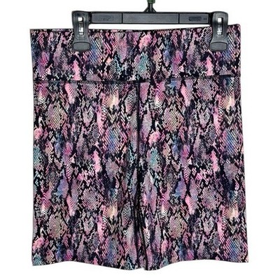 Cut the Frills Snakeskin Stretch High rise Black and Pink Athletic Shorts Sz XL