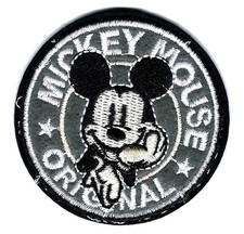 2.5X2.5" MICKEY MOUSE original classic black gray IRON ON / SEW ON PATCH Disney