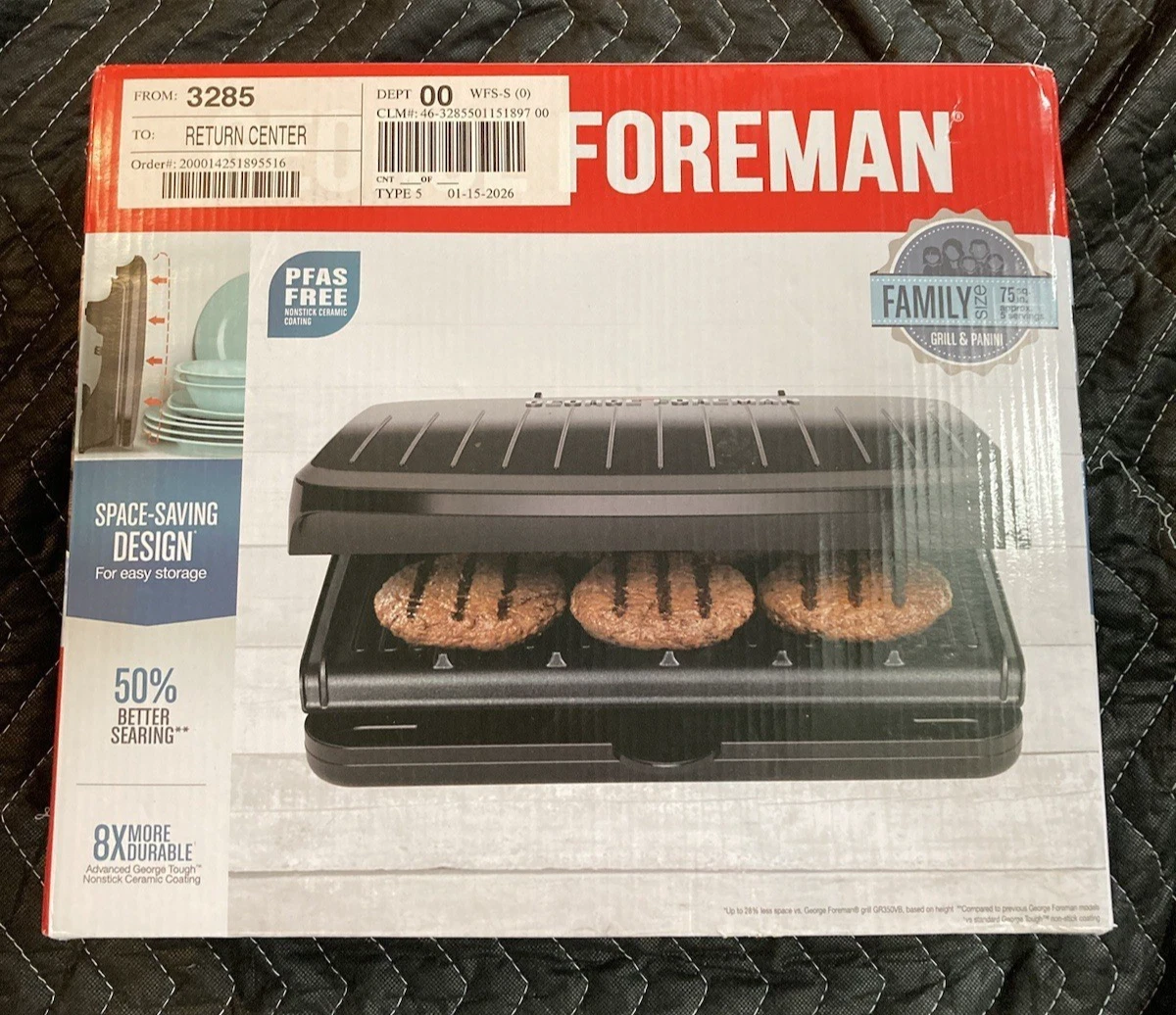 George Foreman Family-Size Grill & Panini Press, Nonstick Ceramic Coating
