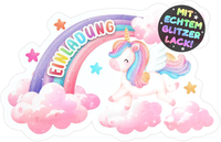 Glitzer Einhorn Einladungskarten Kindergeburtstag Regenbogen Party Karten
