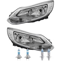 Scheinwerfer Set H7/H1 Chrom FüR Ford Focus III Stufenheck Turnier Inkl Lampen