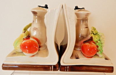 Vintage 1960s Inarco Japan Fruit & Pepper Mill Bookends