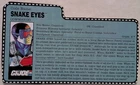 GI Joe ARAH Snake Eyes File Card v4 Vintage 1991 Hasbro