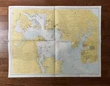 Vintage 1964 Baltimore Harbor Nautical Map Chart - 44” x 33”