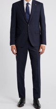 Jack Victor  DEAN CT  Super Poplin Blue Suit 1198 Size 46 Regular MSRP 898