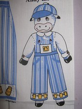 VINTAGE PRINTED PANEL TO MAKE DOLL OVERALLS,SHIRT CAP