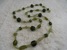 Green Glass Bead Necklace C32 