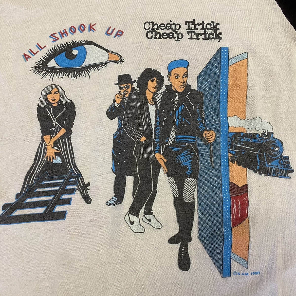 Vintage 80s CHEAP TRICK World Tour All Shook Up Baseball T-Shirt