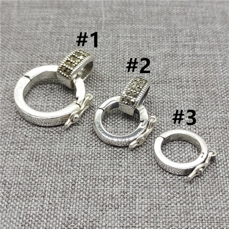Sterling Silver Pinch Bail Pendant Clasp - 13.5mm Clip-On Slider For Necklaces
